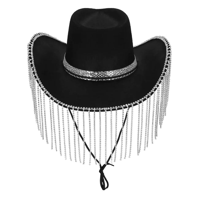 Sombrero de Vaquera Negro Purpurina