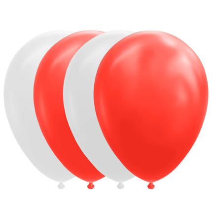 Globos Rojo Blanco 30cm 10pcs