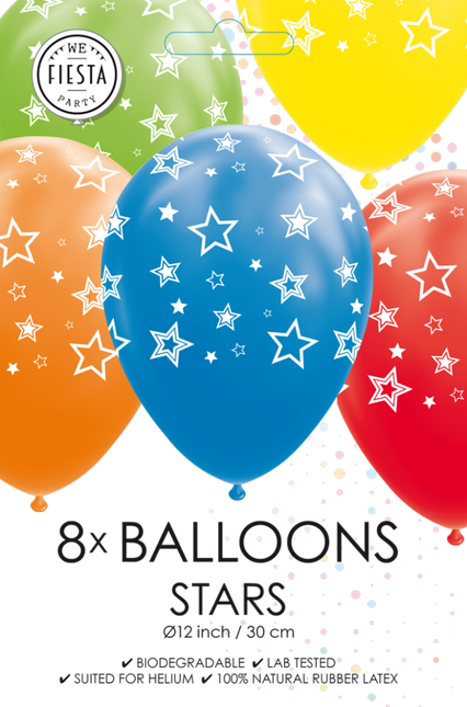 Globos de Estrellas de Colores 30.5cm 8pcs