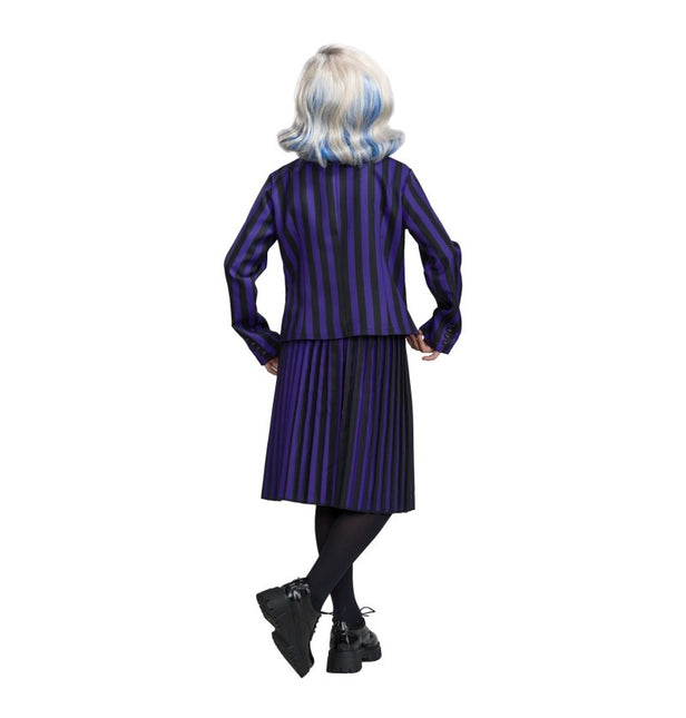 Disfraz Miércoles Uniforme Escolar Negro/Morado Niño