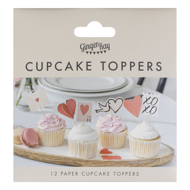 Cupcake Toppers Rojo Amor 12uds.