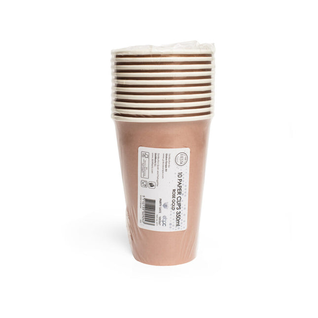 Vasos Oro Rosa Papel 350ml 10uds.