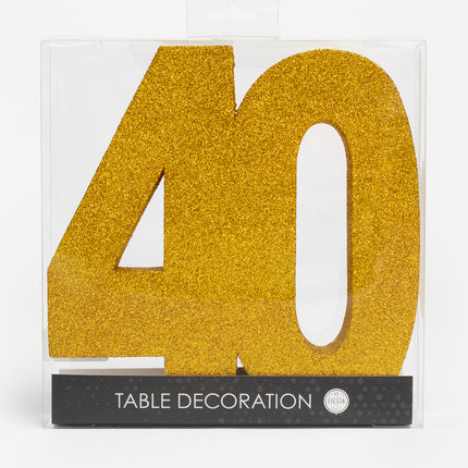 Figura Decoración Mesa Oro 40 Purpurina 20,5cm