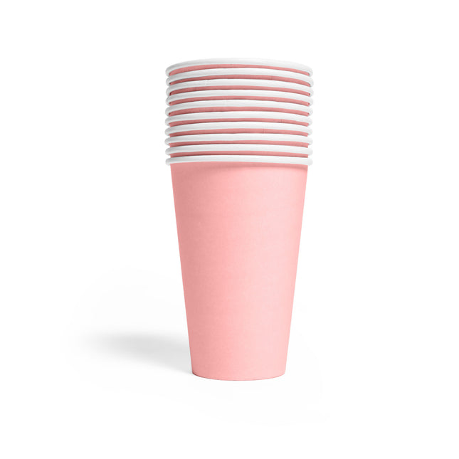 Vasos rosas de papel 350ml 10uds.