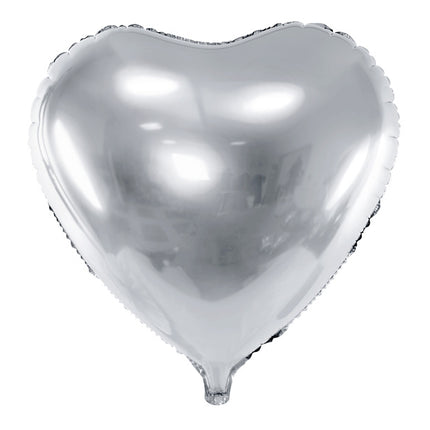 Globo de Helio Corazón Plata Vacío 45cm