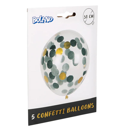 Negro Oro Plata Confetti Globos 5pcs