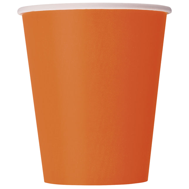 Vasos de papel de 9" de color naranja calabaza, 14 unidades