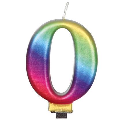 Vela Arco Iris 0 Año Metálica 8cm