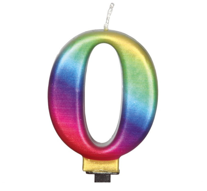 Vela Arco Iris 0 Año Metálica 8cm