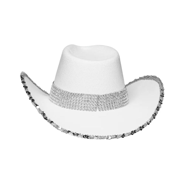 Sombrero Vaquero Blanco Purpurina