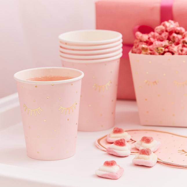 Pestañas Taza Rosa 250ml 8uds.