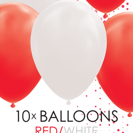 Globos Rojo Blanco 30cm 10pcs