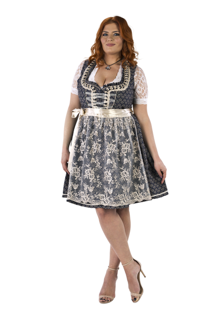 Azul Blanco Crema Vestido Dirndl Oktoberfest Mujer 2 Piezas