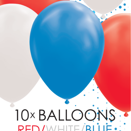 Globos Rojo Blanco Azul 30cm 10pcs