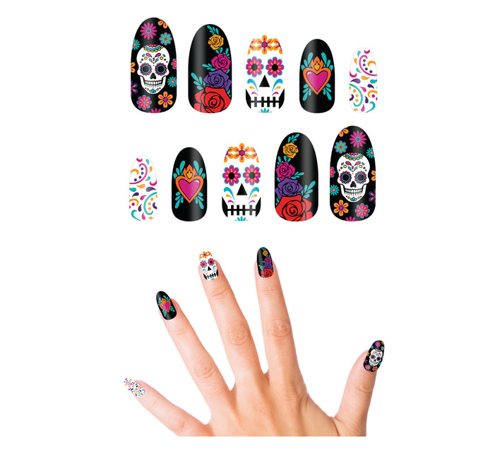 Día De Los Muertos Uñas postizas 10pcs