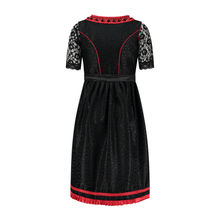 Negro Rojo Dirndl Vestido Oktoberfest Señoras 2 Piezas