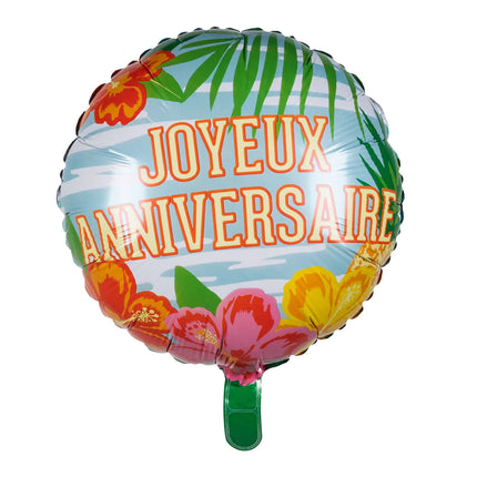 Globo de Helio Joyeux Anniversaire Hawaii Vacío 45cm