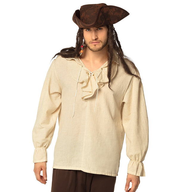 Blusa Pirata Hombre Beige