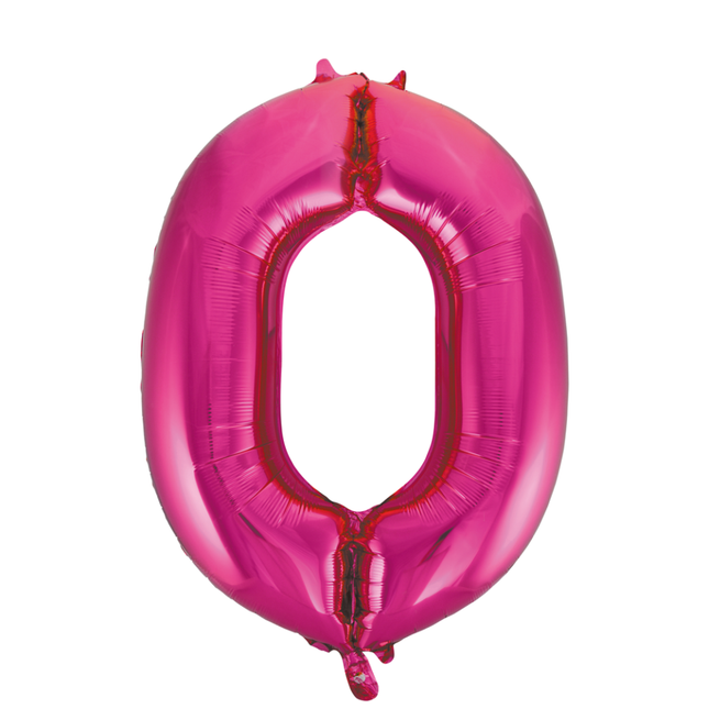 Globo Foil Figura 0 Fucsia XL 86cm vacío