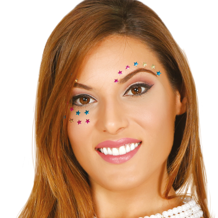 Diamantes Faciales Estrella Multicolor