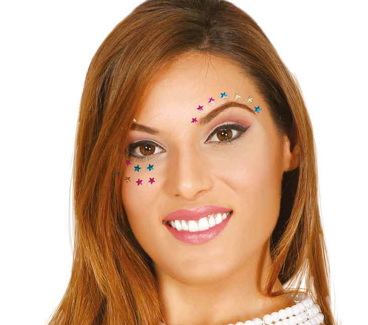 Diamantes Faciales Estrella Multicolor