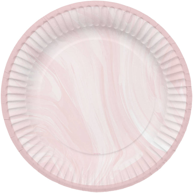 Platos Rosa Mármol 23cm 8pcs