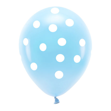 Globos Azul Claro Lunares Blancos 33cm 6pcs