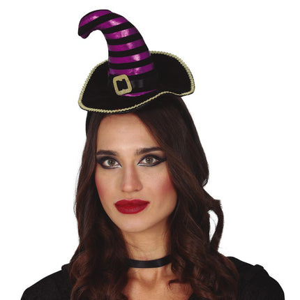 Halloween Tiara Sombrero de Bruja Negro Morado