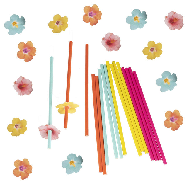 Pajitas Flores 19cm 16pcs