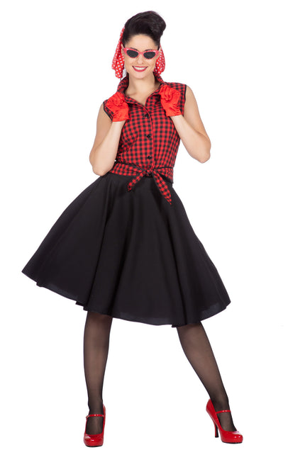 Rock N Roll 50S Vestido Negro Rojo Señoras