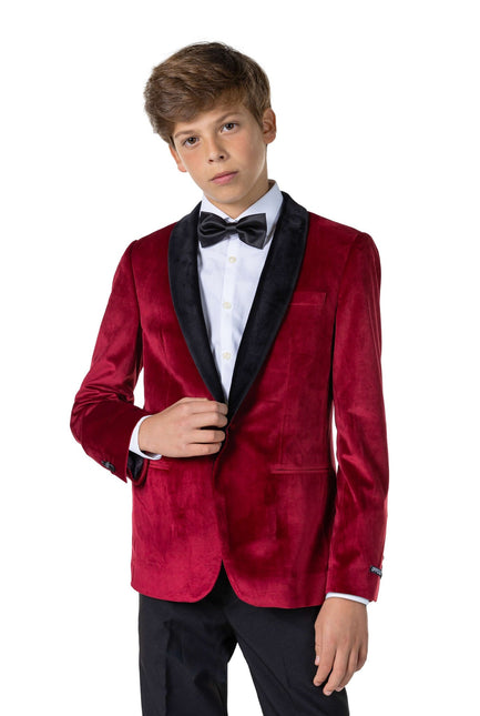 Burdeos Rojo Terciopelo Blazer Niño Adolescente OppoSuits