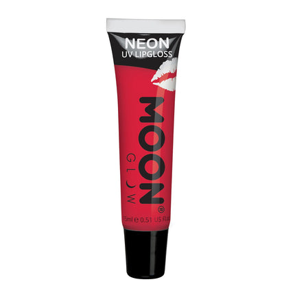 Brillo de Luna Neón UV Brillo de Labios Rojo Intenso Fresa 15ml