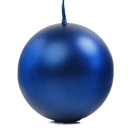 Bola Velas Azul Metálico 8cm 6pcs