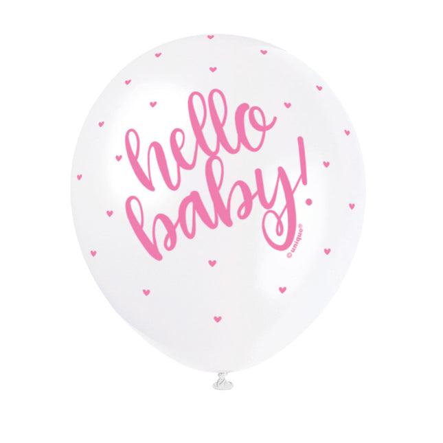 Globos de Nacimiento Hello Baby Rosa 30cm 5pcs