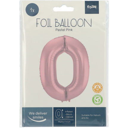 Globo Figura 0 Rosa Pastel XL 86cm vacío