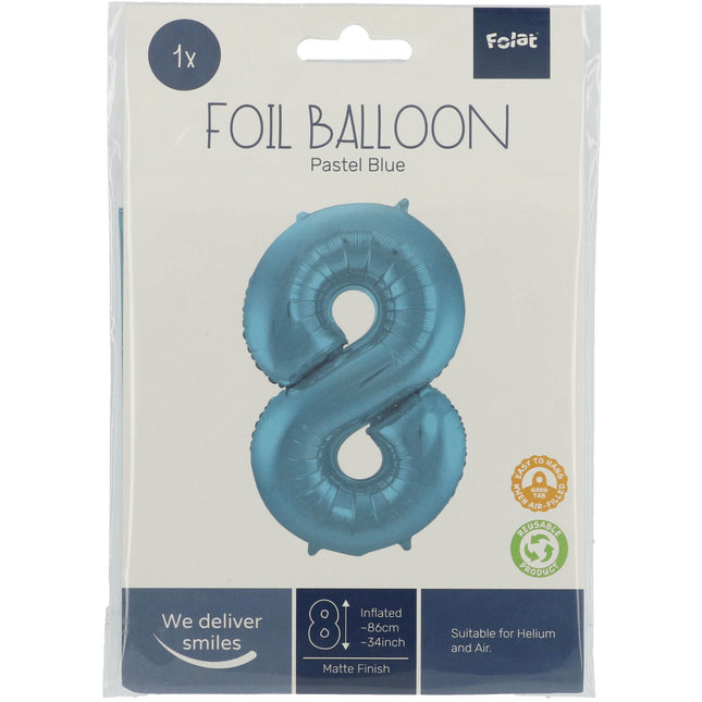 Globo Figura 8 Azul Pastel XL 86cm vacío