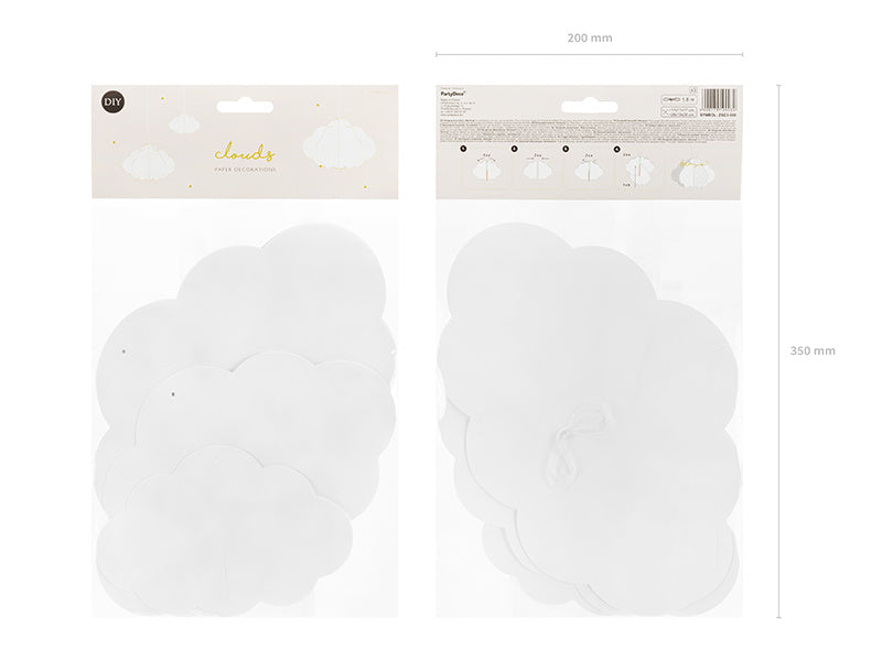 Decoración Colgante Nubes Blancas 3pcs