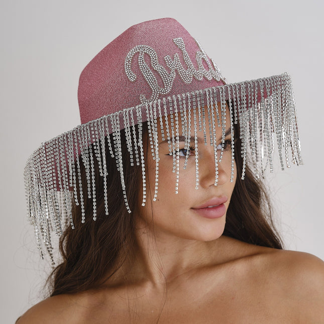 Sombrero de novia rosa