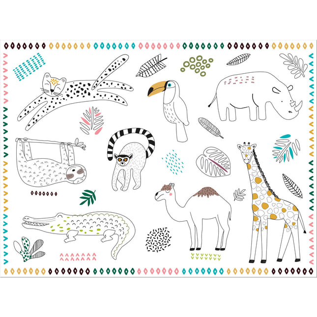 Salvamanteles Animales de la Selva Plato de Color Fiesta en el Zoo 6pcs