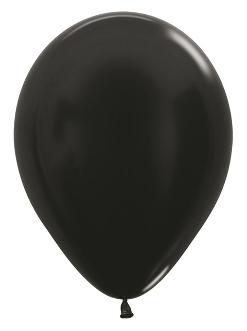 Globos Negro Metalizado 30cm 12pcs