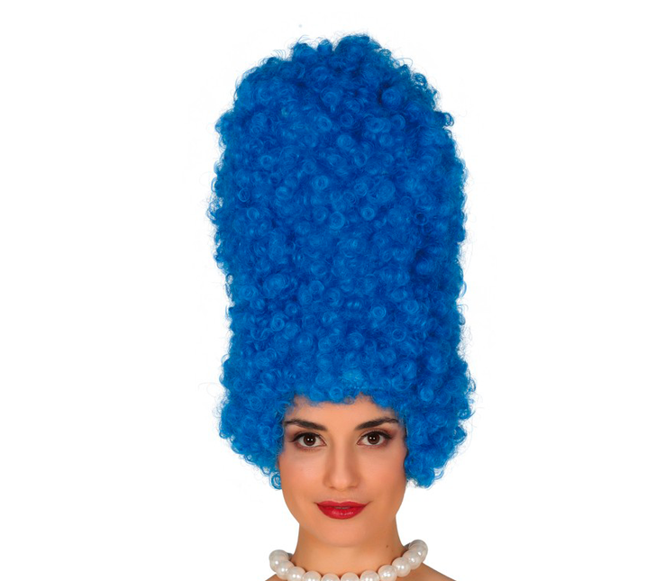 Peluca Marge Simpson Rizos Azules 40cm