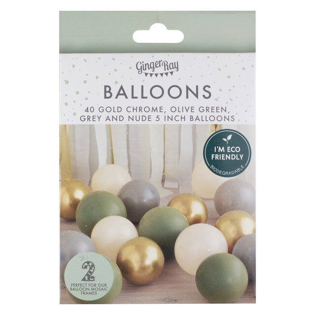 Globos Verde Oro Gris Beige 13cm 40pcs