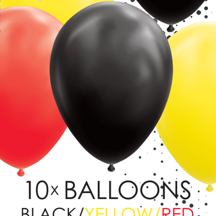 Globos Negro Amarillo Rojo 30cm 10pcs