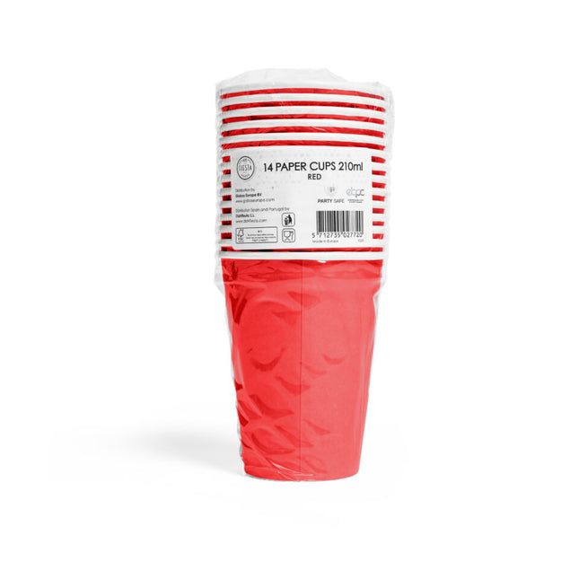 Vasos Rojos Papel 210ml 14ud