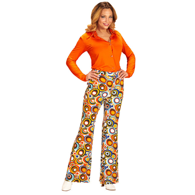 Pantalón Disco 70S Azul Naranja Mujer