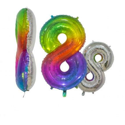 Globo de foil Figura 8 Arco Iris Transparente 66cm