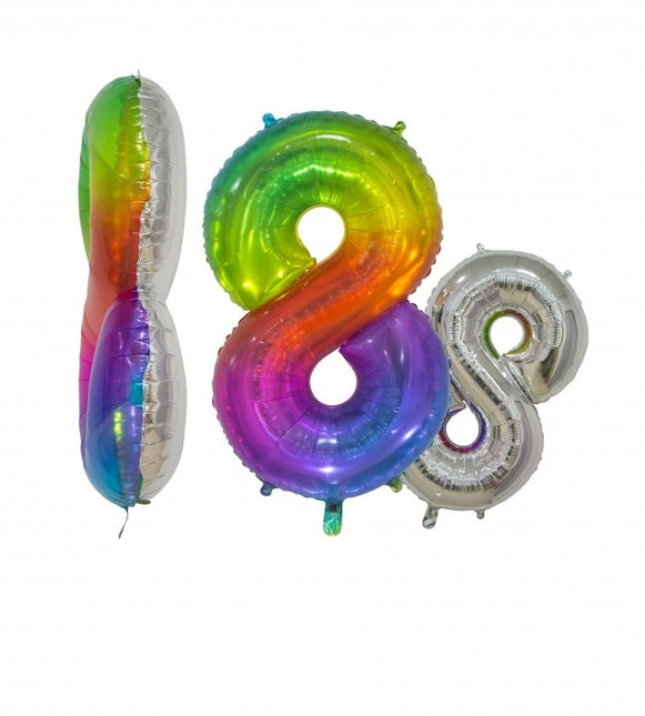 Globo de foil Figura 8 Arco Iris Transparente 66cm