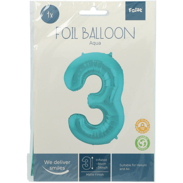 Globo Metalico Figura 3 Verde Menta Pastel XL 86cm Vacio