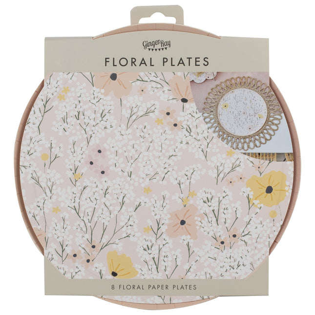 Platos Flores Papel 24.5cm 8pcs