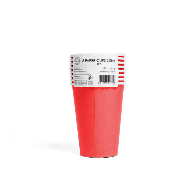 Vasos Rojos Papel 210ml 8ud